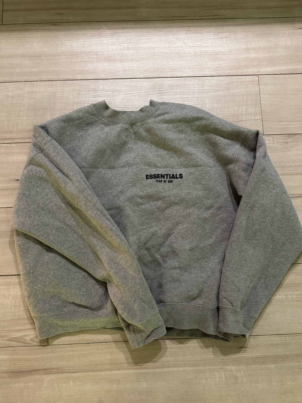ESSENTIALS Men’s Gray Crewneck Sweatshirt with Minimal Logo